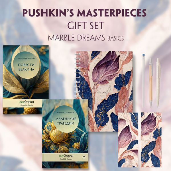 Produktbild: EasyOriginal Readable Classics / Alexander Pushkin's Masterpieces (with audio-online) Readable Classics Geschenkset + Marmortr&auml;ume Schreibset Basics
