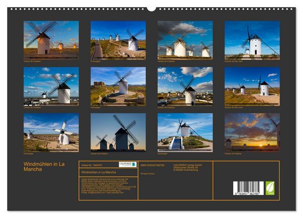 Produktbild: Windm&uuml;hlen in La Mancha (hochwertiger Premium Wandkalender 2026 DIN A2 quer), Kunstdruck in Hochglanz