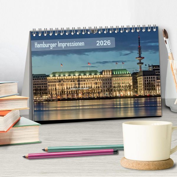 Produktbild: Hamburger Impressionen 2026 (Tischkalender 2026 DIN A5 quer), CALVENDO Monatskalender