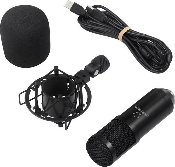 Produktbild: Stand USB-Mikrofon Renkforce RF-MIC-510 &Uuml;bertragungsart (Details):USB inkl. Koffer, inkl Spinne, inkl. Windschutz, inkl. Kabel, inkl. Mikrofoncase