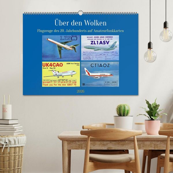 Produktbild: &Uuml;ber den Wolken - Flugzeuge des 20. Jahrhunderts auf Amateurfunkkarten (Wandkalender 2026 DIN A2 quer), CALVENDO Monatskalender