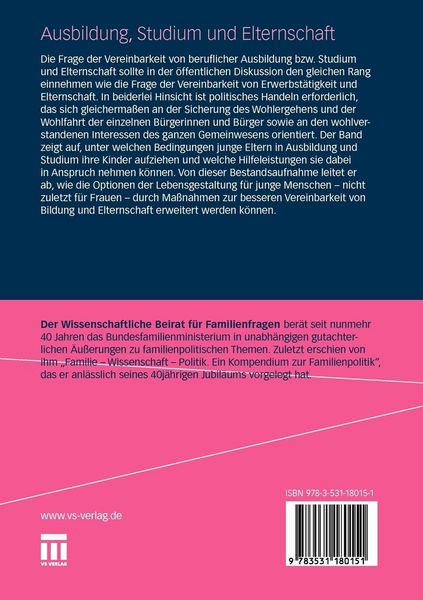 Produktbild: Ausbildung, Studium und Elternschaft