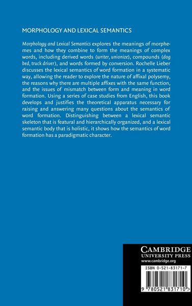 Produktbild: Morphology and Lexical Semantics