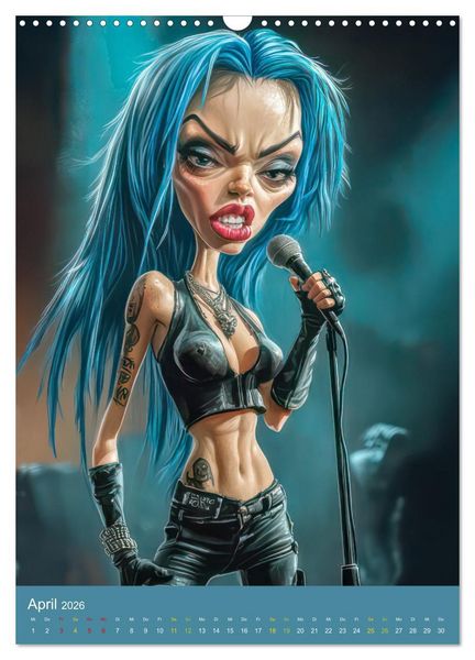 Produktbild: Rockbands und Punkbands - Witzige Karikaturen (Wandkalender 2026 DIN A3 hoch), CALVENDO Monatskalender