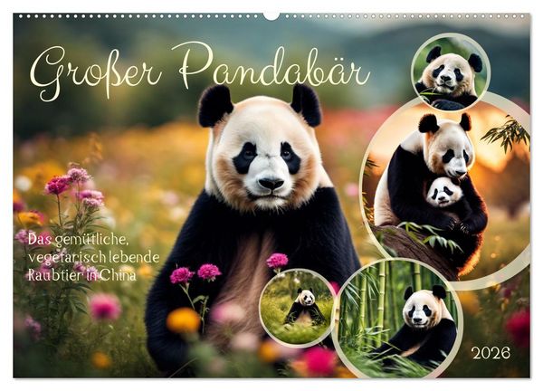 Großer Pandabär (Wandkalender 2026 DIN A2 quer), CALVENDO Monatskalender
