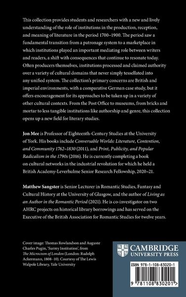 Produktbild: Institutions of Literature, 1700-1900