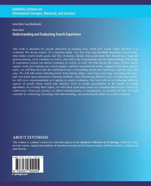Produktbild: Understanding and Evaluating Search Experience