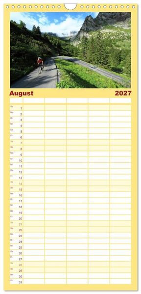 Produktbild: Familienplaner 2027 - Alpenp&auml;sse auf dem Rennrad "Himmlische Serpentinen" mit 5 Spalten (Wandkalender, 21 x 45 cm) CALVENDO