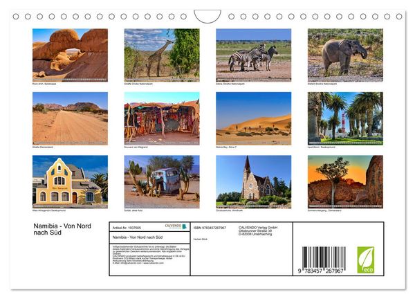 Produktbild: Namibia - Von Nord nach S&uuml;d (Wandkalender 2026 DIN A4 quer), CALVENDO Monatskalender