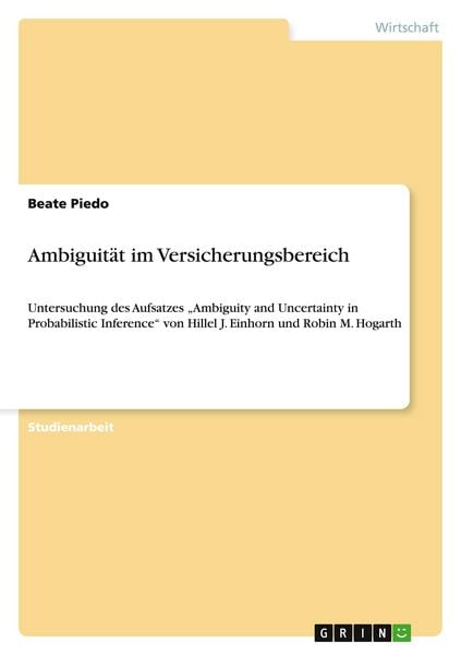 Produktbild: Ambiguit&auml;t im Versicherungsbereich