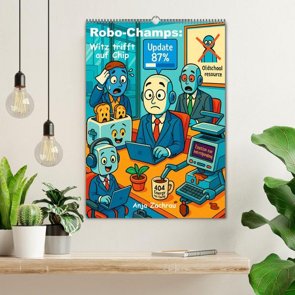 Produktbild: Robo-Champs: Witz trifft auf Chip (Wandkalender 2026 DIN A2 hoch), CALVENDO Monatskalender