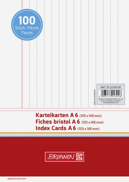 Produktbild: Brunnen Karteikarte A6 lin ws 100St