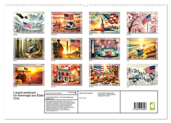 Produktbild: L'esprit am&eacute;ricain - Un hommage aux &Eacute;tats-Unis. (Calendrier mural 2026 DIN A2 vertical) calendrier de bureau