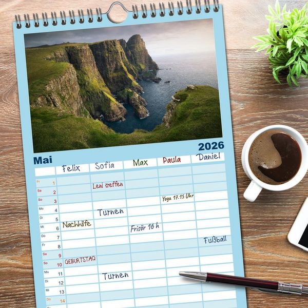 Produktbild: Familienplaner 2026 - Im Rhythmus der Wellen - Ein Jahr am Meer mit 5 Spalten (Wandkalender, 21 x 45 cm) CALVENDO