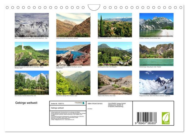 Produktbild: Gebirge weltweit (Wandkalender 2026 DIN A4 quer), CALVENDO Monatskalender