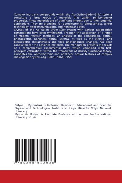 Produktbild: Optoelectronic and non-linear optical features of complex chalcogenide