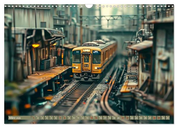 Produktbild: Miniaturwelt Eisenbahn - Zug um Zug ins Abenteuer (Wandkalender 2026 DIN A3 quer), CALVENDO Monatskalender