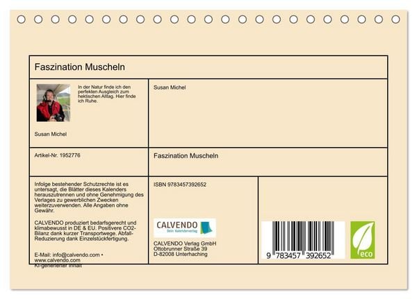 Produktbild: Faszination Muscheln (Tischkalender 2026 DIN A5 quer), CALVENDO Monatskalender