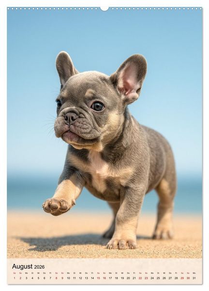 Produktbild: Frenchies Love &ndash; Kleine Schnuten ganz gro&szlig; - Franz&ouml;sische Bulldoggen Welpen unwiderstehlich s&uuml;&szlig; (Wandkalender 2026 DIN A2 hoch), CALVENDO Monatskalender