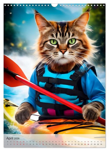 Produktbild: Outdoorsport f&uuml;r Katzen (Wandkalender 2026 DIN A3 hoch), CALVENDO Monatskalender