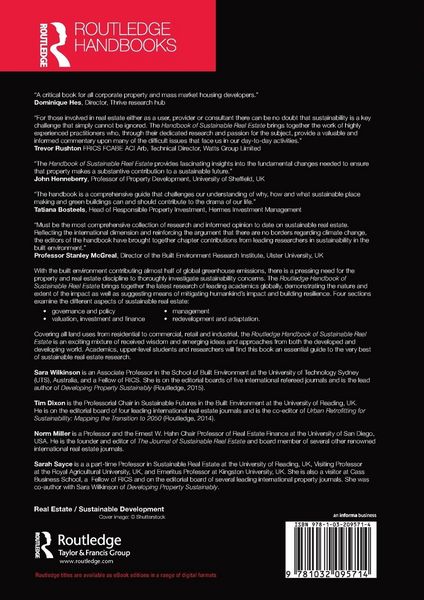 Produktbild: Routledge Handbook of Sustainable Real Estate