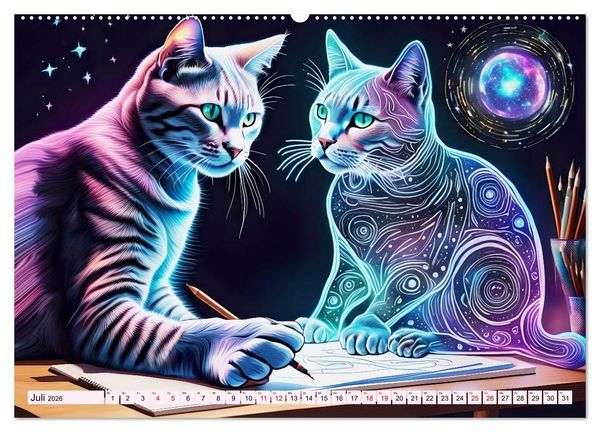 Produktbild: Katzen Schnurrige K&uuml;nstler (hochwertiger Premium Wandkalender 2026 DIN A2 quer), Kunstdruck in Hochglanz