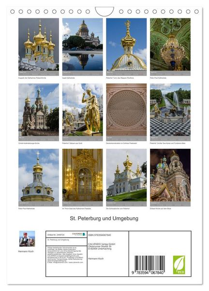 Produktbild: St. Peterburg und Umgebung (Wandkalender 2027 DIN A4 hoch), CALVENDO Monatskalender
