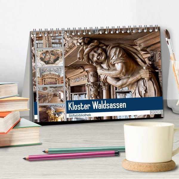 Produktbild: Kloster Waldsassen Stiftsbibliothek (Tischkalender 2026 DIN A5 quer), CALVENDO Monatskalender