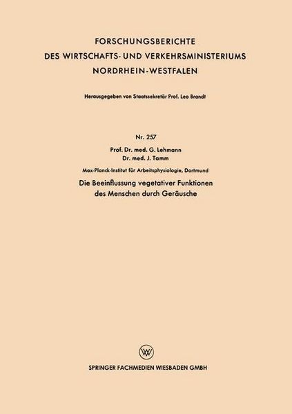 Produktbild: Die Beeinflussung vegetativer Funktionen des Menschen durch Ger&auml;usche