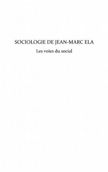 Produktbild: Sociologie de Jean-Marc Ela. Les voies du social