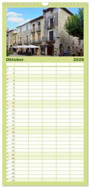 Produktbild: Familienplaner 2026 - Besal&uacute; und Banyolas mit 5 Spalten (Wandkalender, 21 x 45 cm) CALVENDO