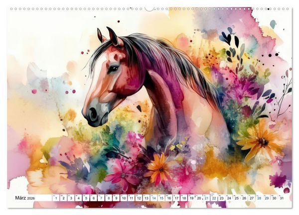 Produktbild: Hufspuren im Bl&uuml;tenmeer (hochwertiger Premium Wandkalender 2026 DIN A2 quer), Kunstdruck in Hochglanz