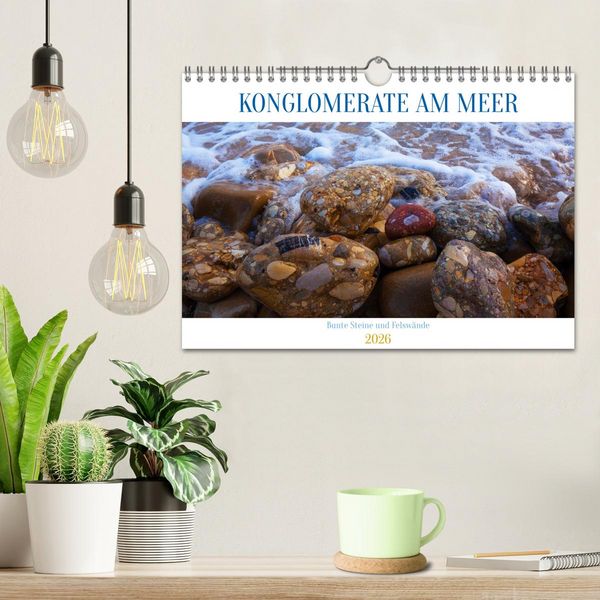 Produktbild: Konglomerate bunte Steine und W&auml;nde am Meer (Wandkalender 2026 DIN A4 quer), CALVENDO Monatskalender