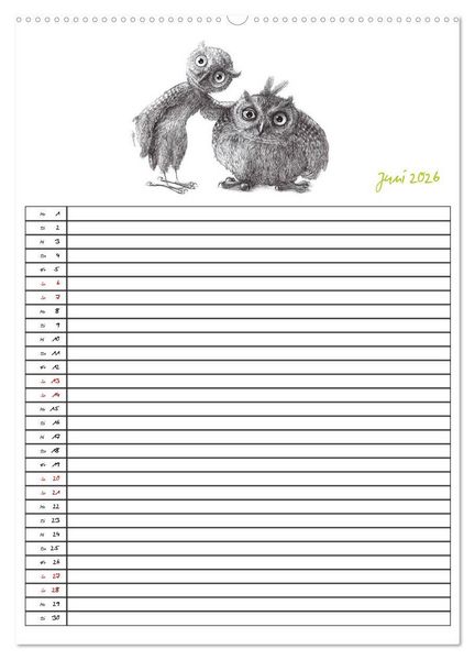 Produktbild: Tieronisch Eulen (hochwertiger Premium Wandkalender 2026 DIN A2 hoch), Kunstdruck in Hochglanz