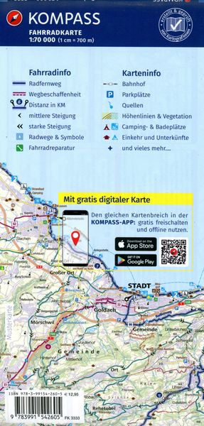 Produktbild: KOMPASS Fahrradkarte 3333 Bodensee 1:70.000