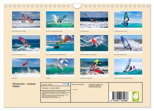 Produktbild: Windsurfen - endlose Wellen (Wandkalender 2026 DIN A4 quer), CALVENDO Monatskalender
