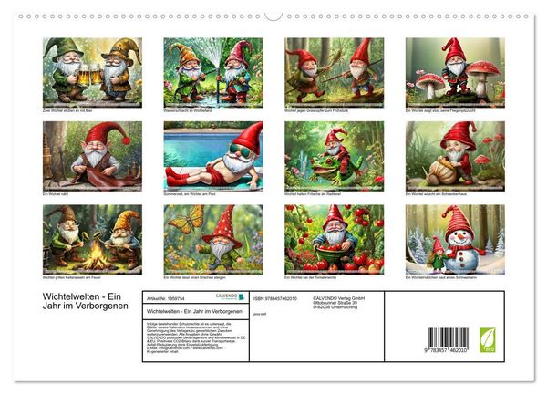 Produktbild: Wichtelwelten - Ein Jahr im Verborgenen (hochwertiger Premium Wandkalender 2026 DIN A2 quer), Kunstdruck in Hochglanz