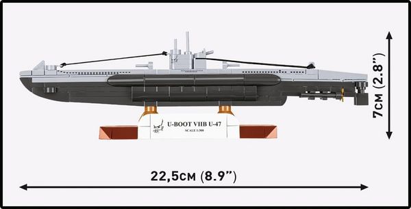 Produktbild: COBI Historical Collection 4858 - U-Boot VIIB U-47, WWII, Bausatz 1:300, Klemmbausteine 165 Teile
