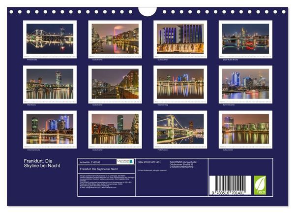 Produktbild: Frankfurt. Die Skyline bei Nacht (Wandkalender 2026 DIN A4 quer), CALVENDO Monatskalender