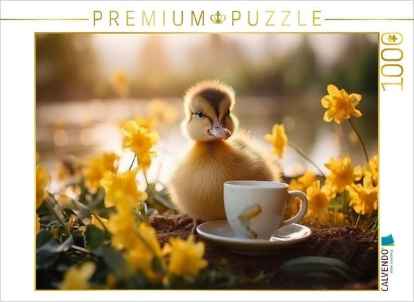 CALVENDO Puzzle Entenküken Kaffeezeit | 1000 Teile Lege-Größe 64x48cm Foto-Puzzle für glückliche Stunden