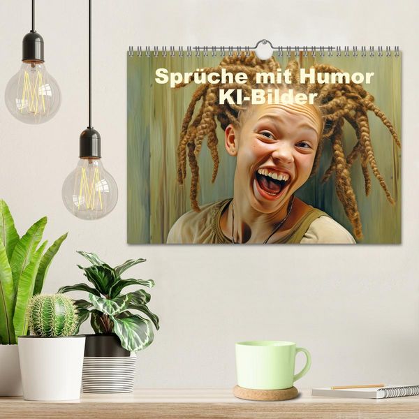 Produktbild: Spr&uuml;che mit Humor - KI-Bilder (Wandkalender 2026 DIN A4 quer), CALVENDO Monatskalender