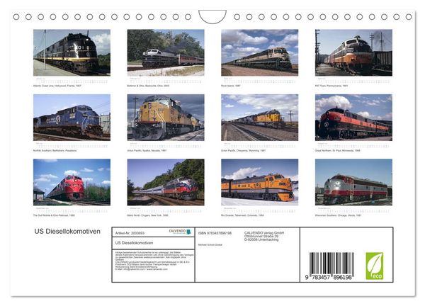 Produktbild: US Diesellokomotiven (Wandkalender 2026 DIN A4 quer), CALVENDO Monatskalender