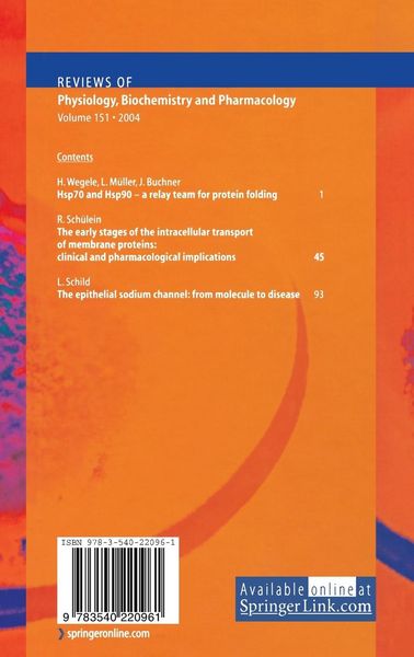 Produktbild: Reviews of Physiology, Biochemistry and Pharmacology 151