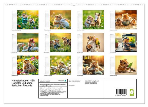 Produktbild: Hamsterhausen - Ein Hamster und seine tierischen Freunde (hochwertiger Premium Wandkalender 2026 DIN A2 quer), Kunstdruck in Hochglanz