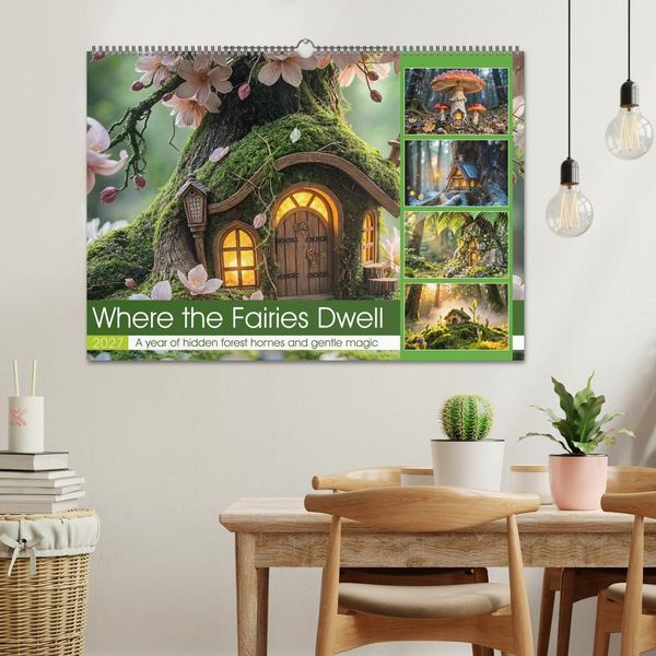 Produktbild: Where the Fairies Dwell - A year of hidden forest homes and gentle magic (Wall Calendar 2027 DIN A2 landscape), CALVENDO 12 Month Wall Calendar