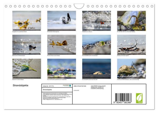 Produktbild: Strandobjekte (Wandkalender 2026 DIN A4 quer), CALVENDO Monatskalender
