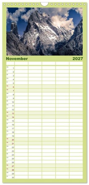 Produktbild: Familienplaner 2027 - Berge des Karakorum mit 5 Spalten (Wandkalender, 21 x 45 cm) CALVENDO