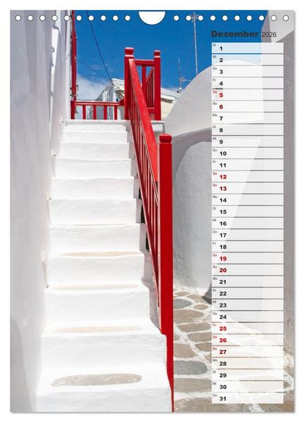 Produktbild: Bunte Treppen auf Mykonos - Reiseplaner (Wandkalender 2026 DIN A4 hoch), CALVENDO Monatskalender