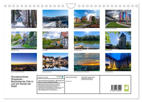 Produktbild: Wundersch&ouml;nes Wuppertal - Bezaubernde Orte in und am Rande der Stadt (Wandkalender 2026 DIN A4 quer), CALVENDO Monatskalender