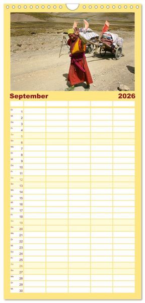 Produktbild: Familienplaner 2026 - Tibet bewegt mit 5 Spalten (Wandkalender, 21 x 45 cm) CALVENDO